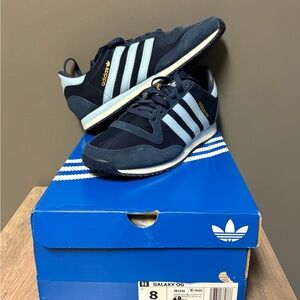 Adidas Galaxy OG Dark Blue Sneakers with Light Blue Stripes